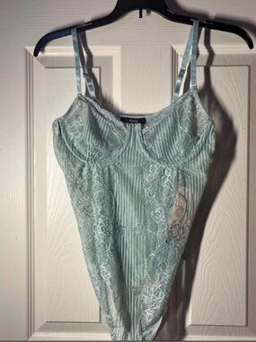 Sheer Mint Lace Striped Bodysuit